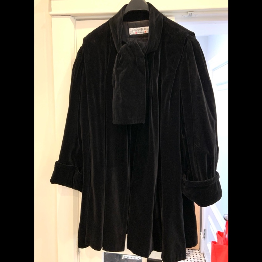 Vtg YSL  Black Velour Swing Stroller Jacket PLUS